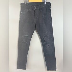 H&M size 31/32, Black distressed skinny jeans, rockstar punk
